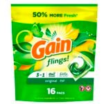 Gain Flings Original Laundry Detergent Pods – 16 Count, 3-in-1 Cleaning Power